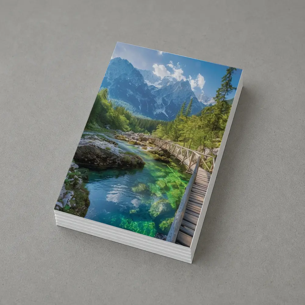 Alpine River Bridge Green Mountain Forest – Postcards