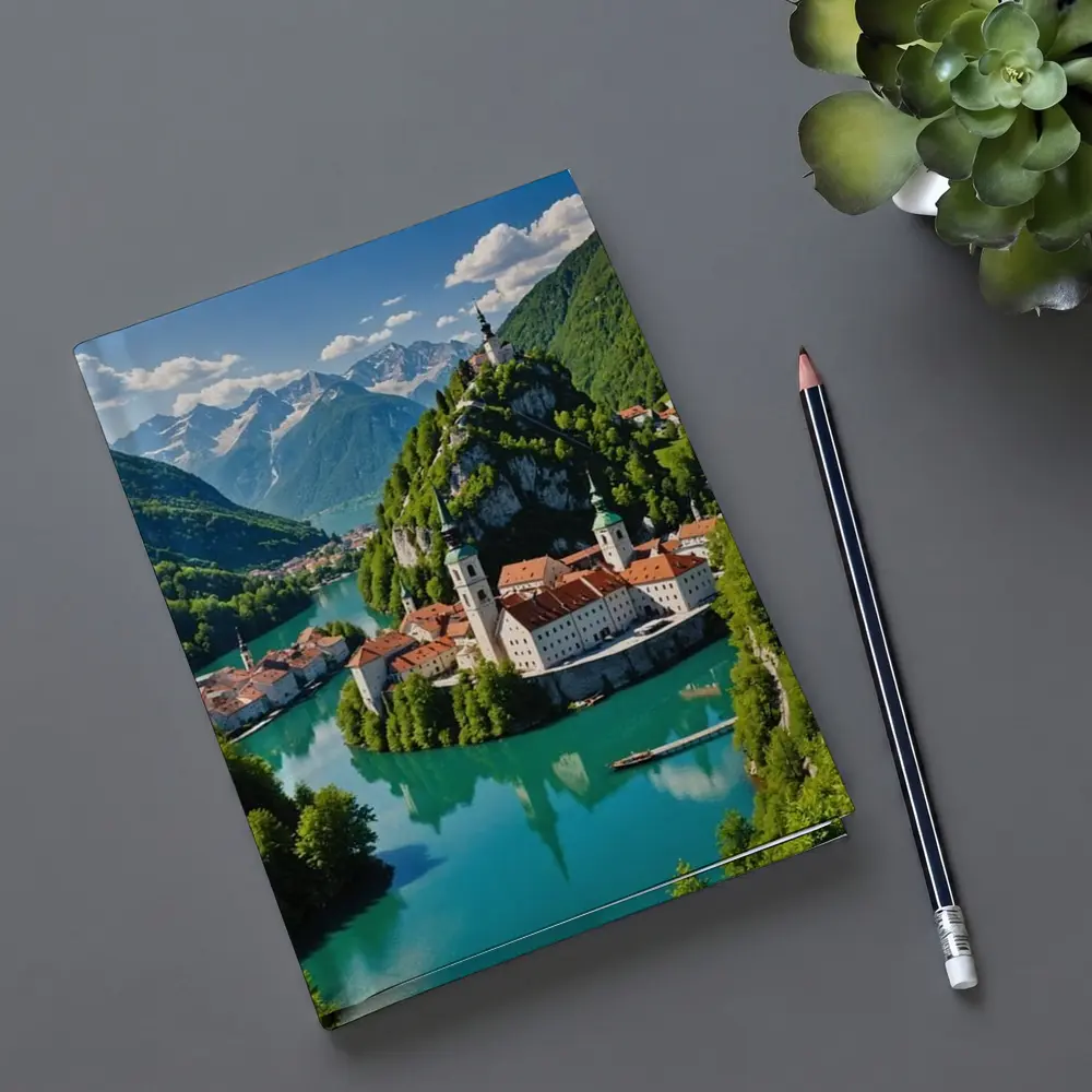Alpine Monastery Town Turquoise River Mountains – Notebooks