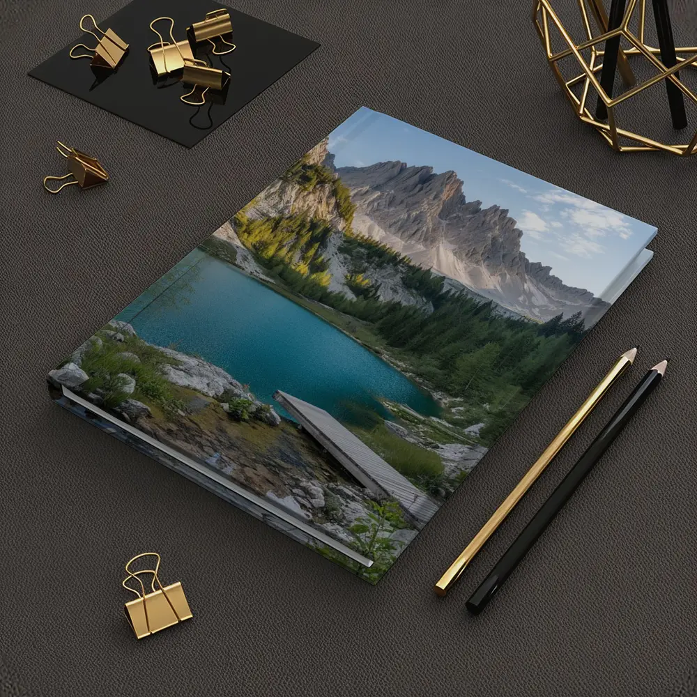 Alpine Lake Jagged Mountain Peaks Forest – Notebooks