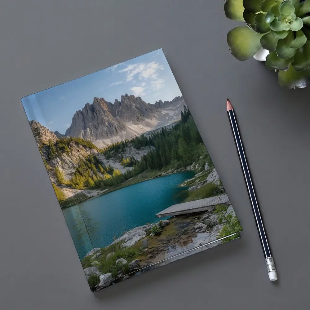 Alpine Lake Jagged Mountain Peaks Forest – Notebooks