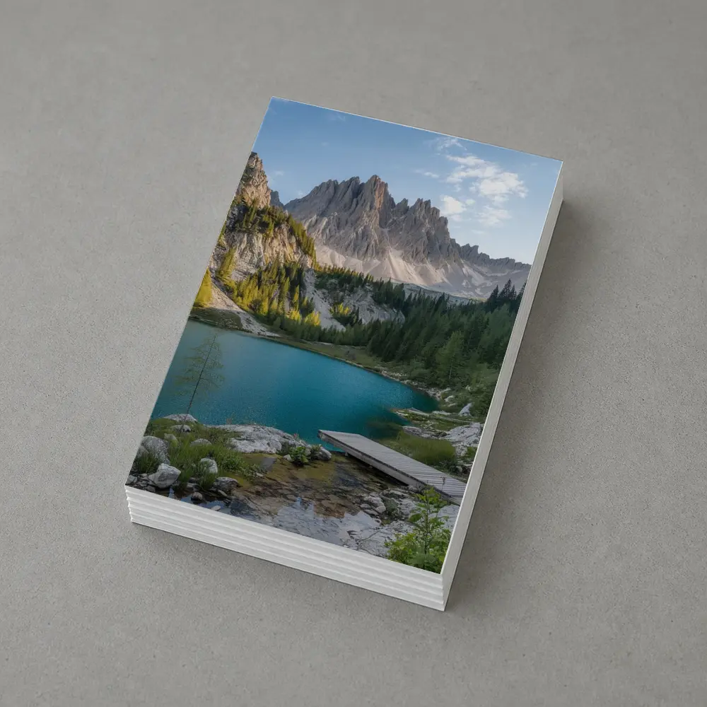 Alpine Lake Jagged Mountain Peaks Forest – Postcards