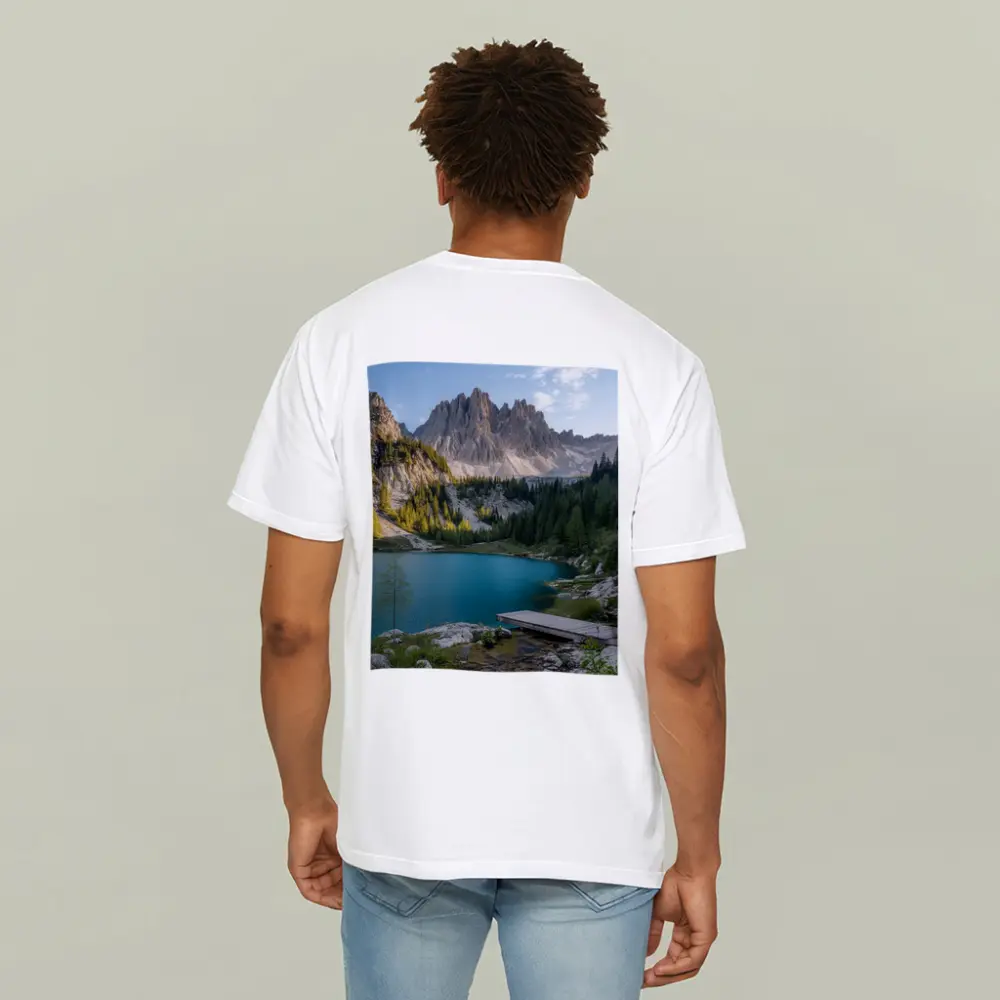 Alpine Lake Jagged Mountain Peaks Forest – T-Shirts