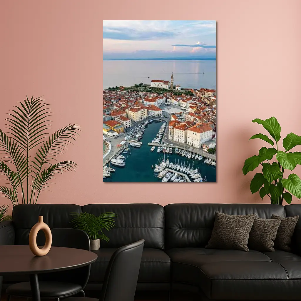Piran Slovenia Coastal Town Aerial View – Wall Art