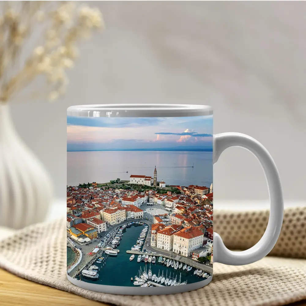 Piran Slovenia Coastal Town Aerial View – Mugs