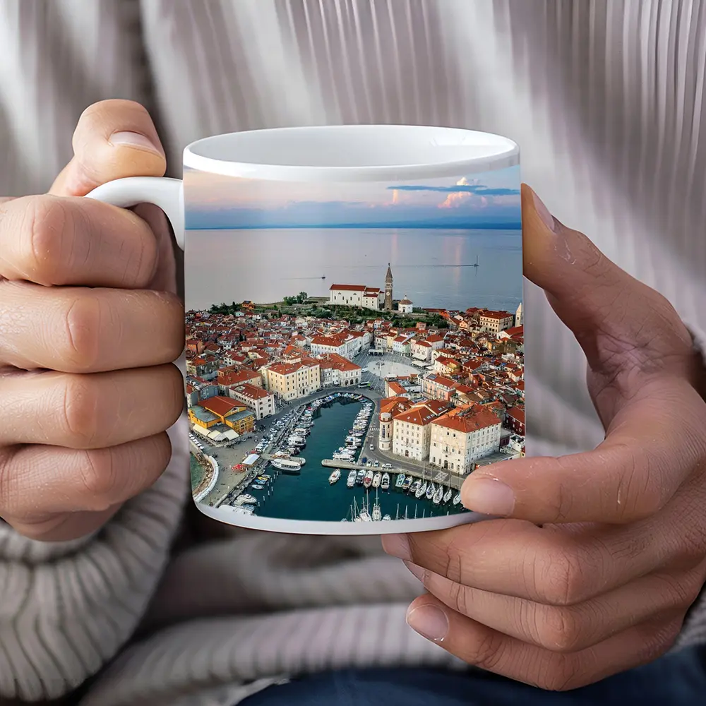 Piran Slovenia Coastal Town Aerial View – Mugs