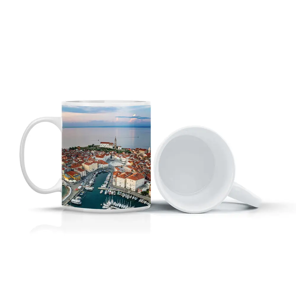 Piran Slovenia Coastal Town Aerial View – Mugs