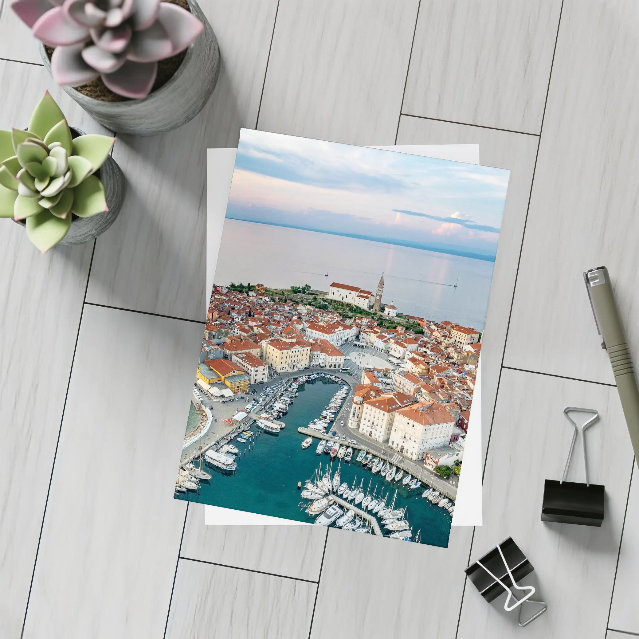 Piran Slovenia Coastal Town Aerial View – Postcards