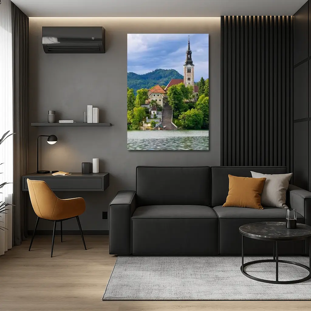Lake Bled Island Church Slovenia Green Mountains – Wall Art