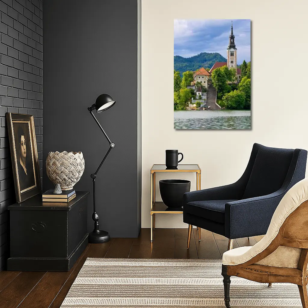 Lake Bled Island Church Slovenia Green Mountains – Wall Art