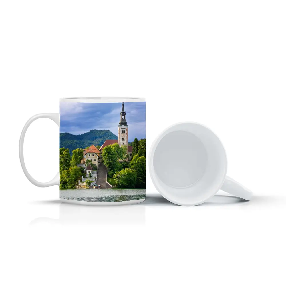 Lake Bled Island Church Slovenia Green Mountains – Mugs