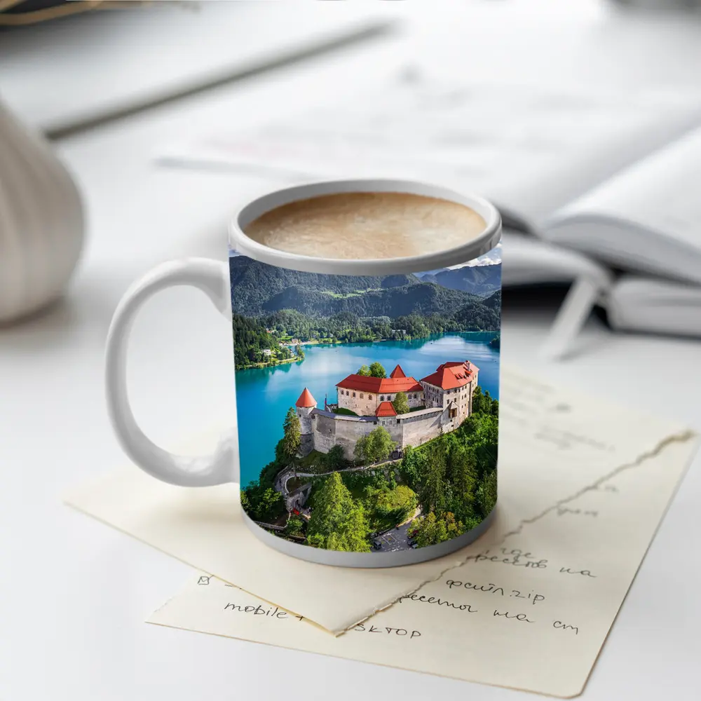 Bled Castle Over Turquoise Alpine Lake Slovenia – Mugs