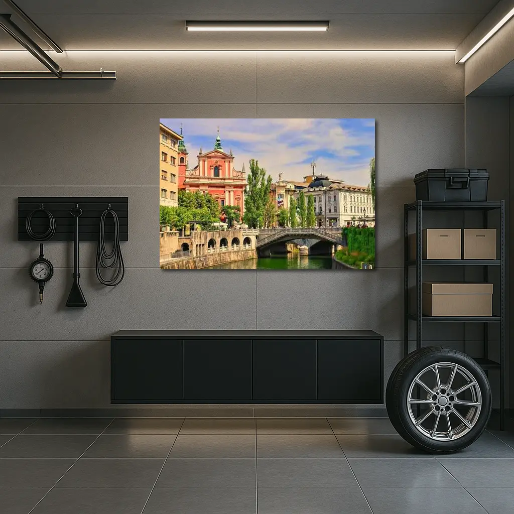 Ljubljana Slovenia Church River Bridge Cityscape – Wall Art
