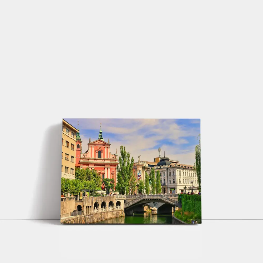 Ljubljana Slovenia Church River Bridge Cityscape – Wall Art
