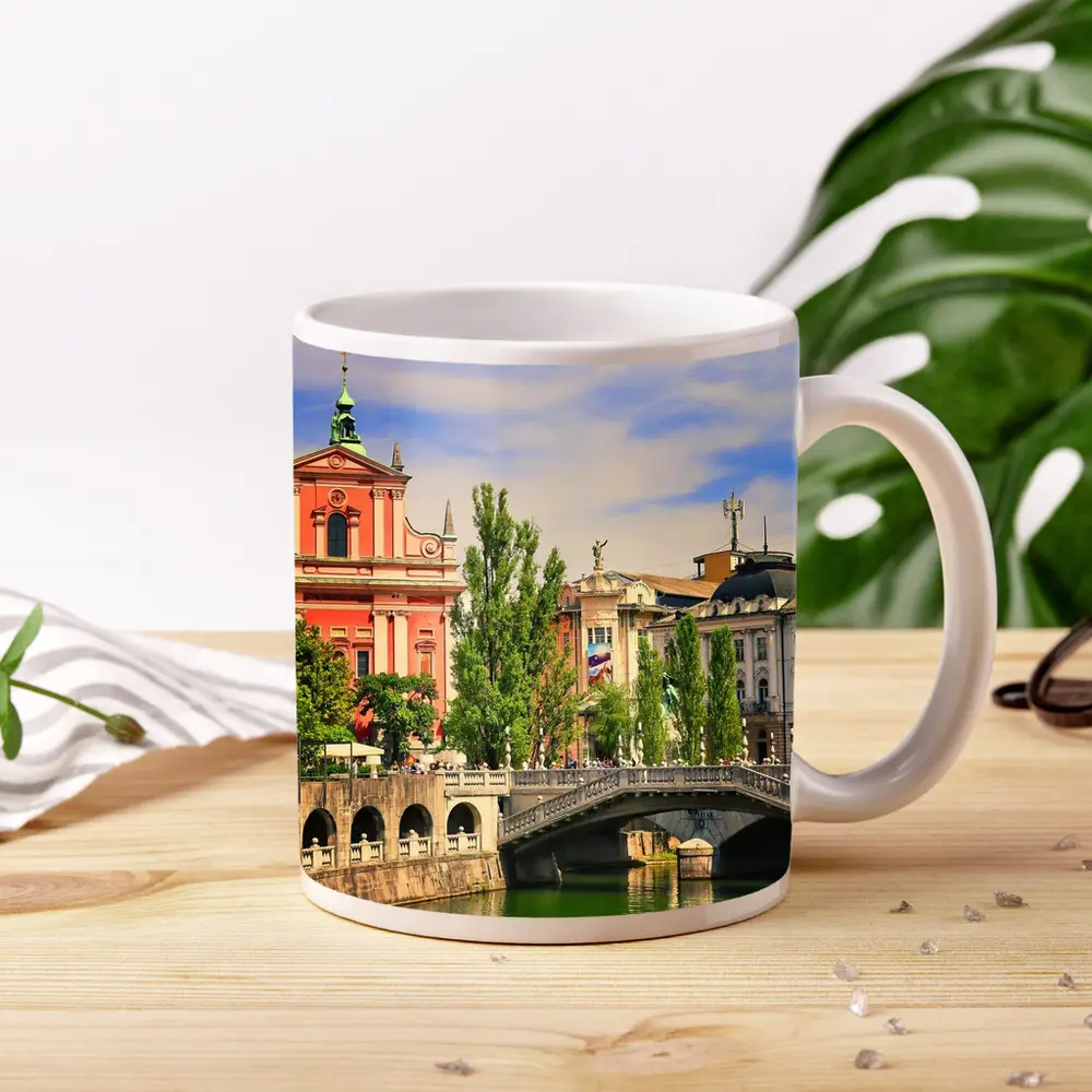 Ljubljana Slovenia Church River Bridge Cityscape – Mugs