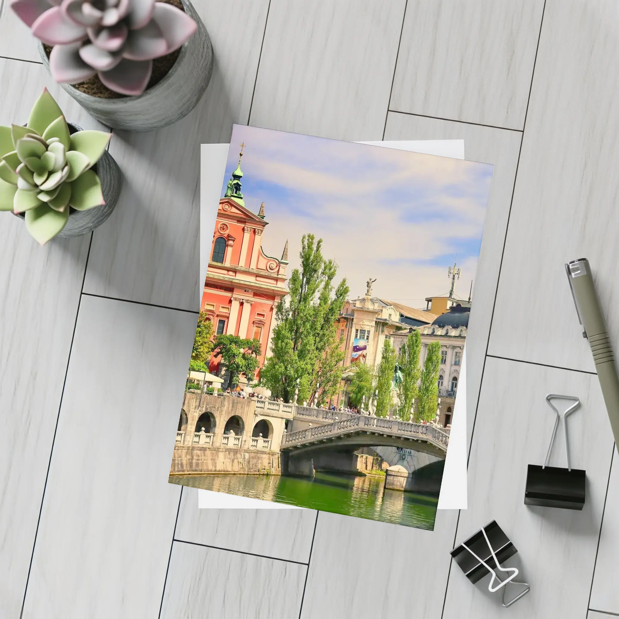 Ljubljana Slovenia Church River Bridge Cityscape – Postcards