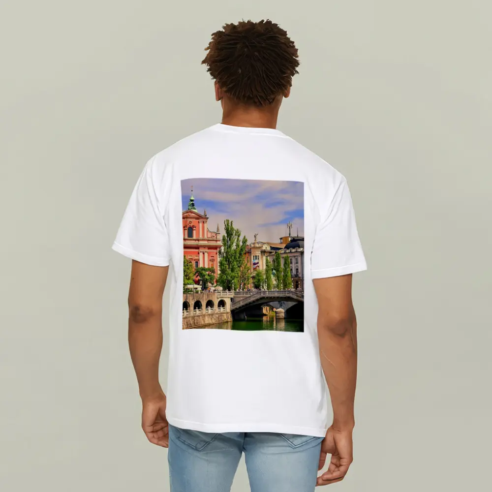 Ljubljana Slovenia Church River Bridge Cityscape – T-Shirts