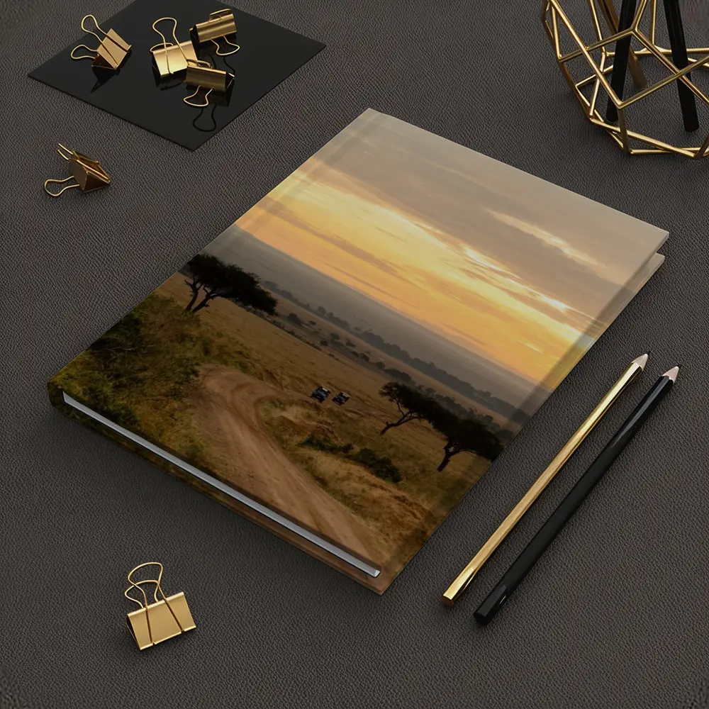 Safari Jeeps Dirt Road African Savanna Sunset – Notebooks