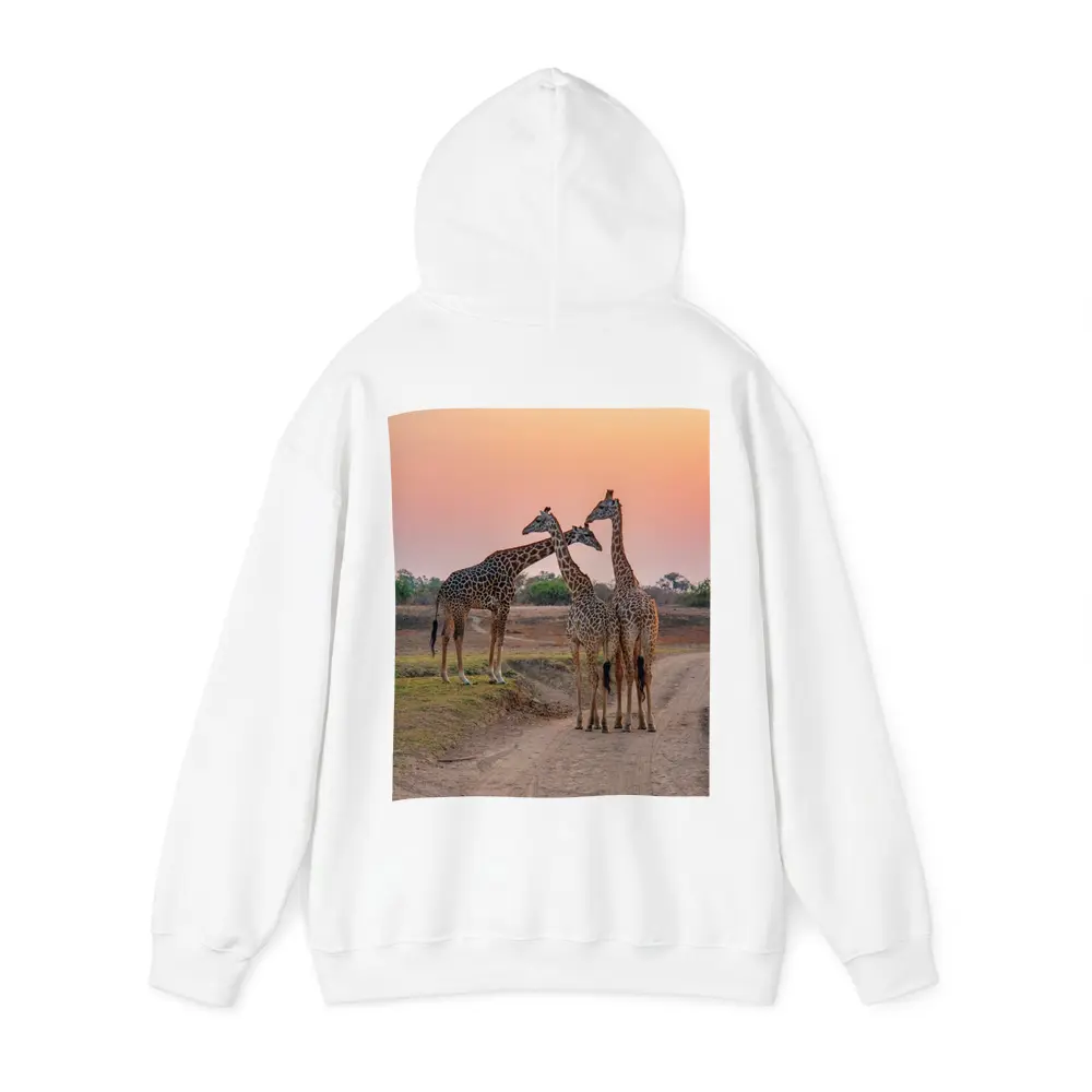 Three Giraffes on African Savanna Sunset – Hoodies