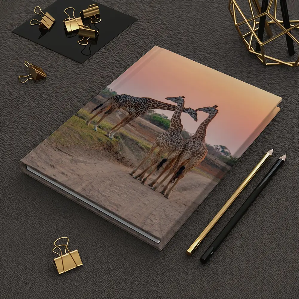 Three Giraffes on African Savanna Sunset – Notebooks