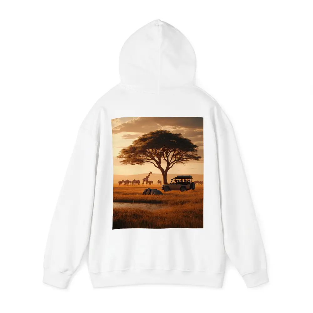 African Safari Jeep Golden Savanna Sunset – Hoodies