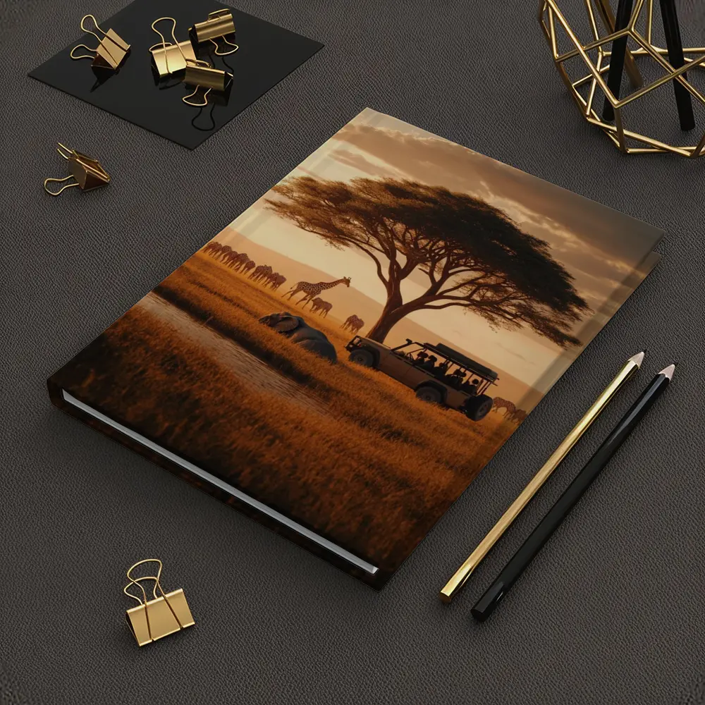 African Safari Jeep Golden Savanna Sunset – Notebooks