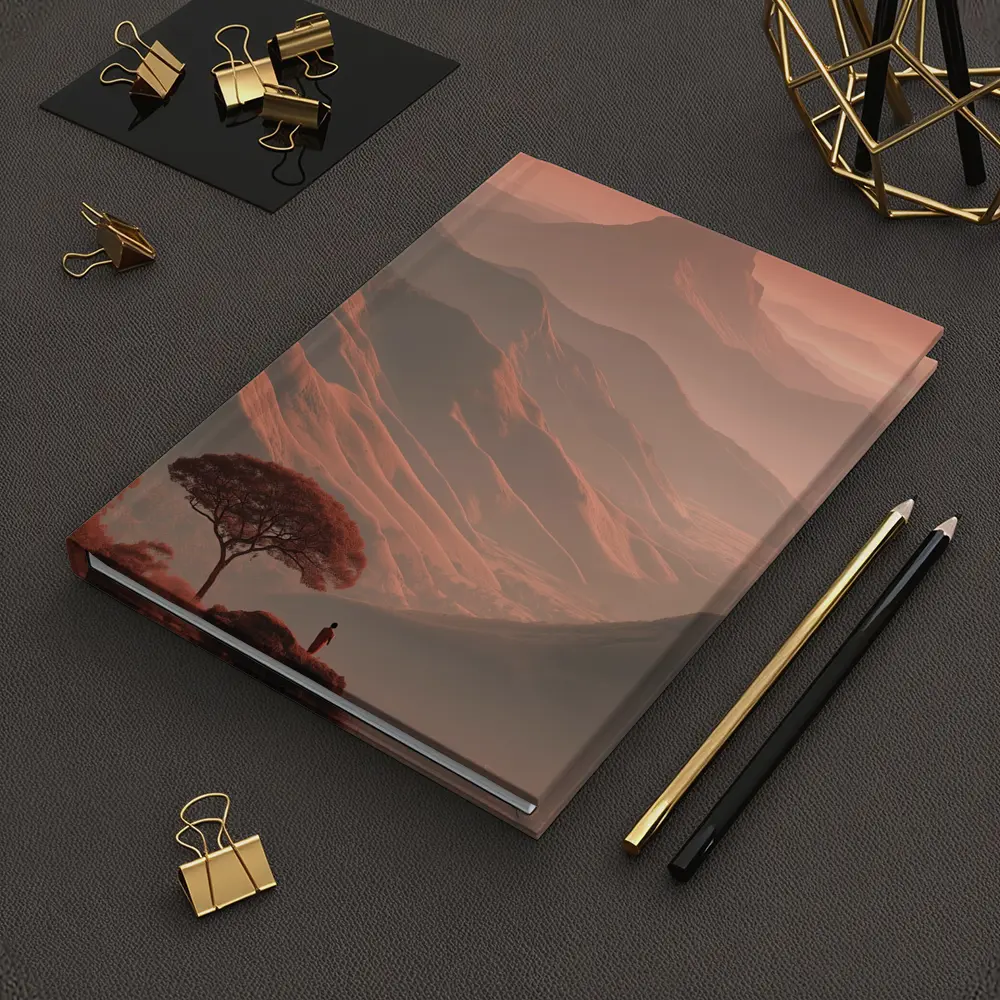 Lone Figure Mountain Valley Terracotta Landscape – Notebooks