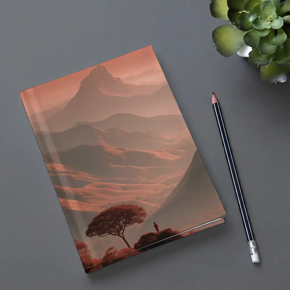 Lone Figure Mountain Valley Terracotta Landscape – Notebooks