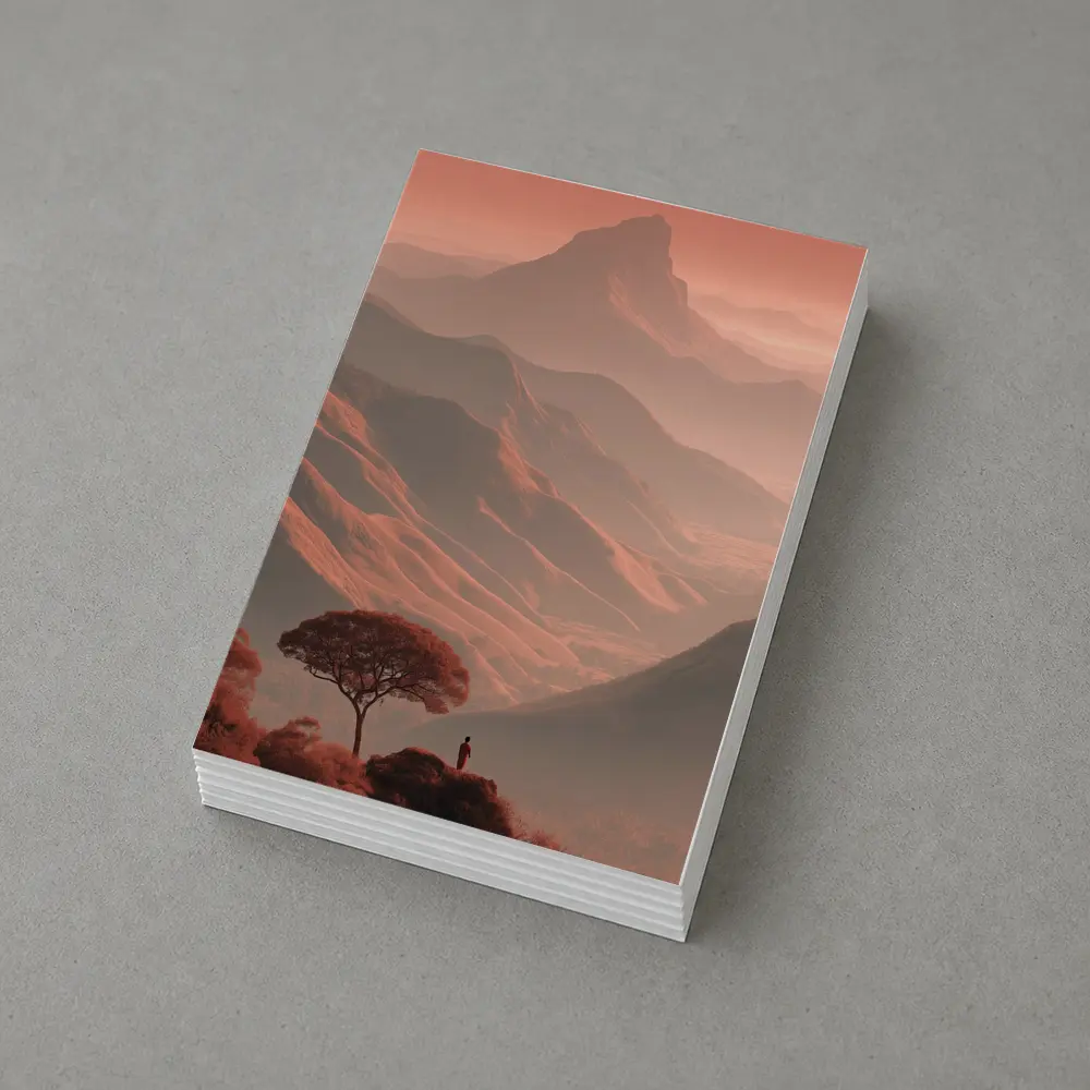 Lone Figure Mountain Valley Terracotta Landscape – Postcards