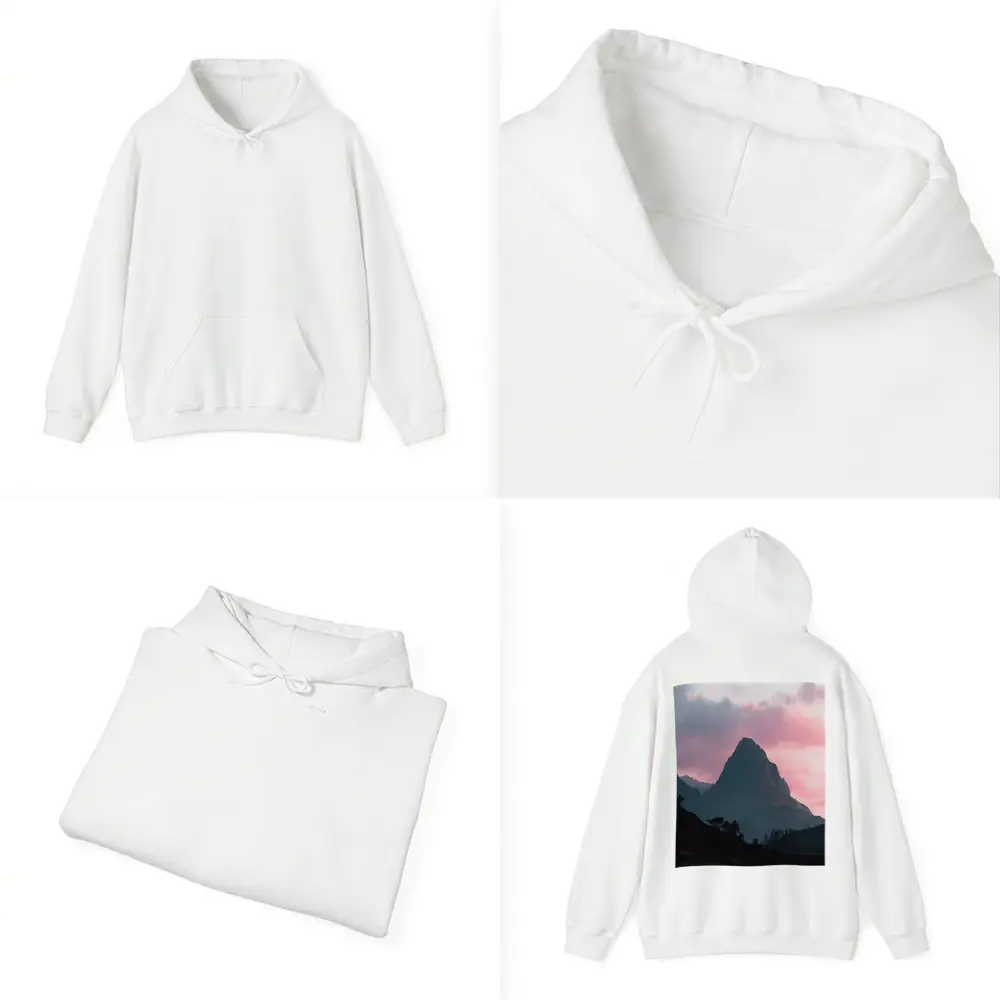 Sharp Mountain Peak Pink Sunset Sky – Hoodies
