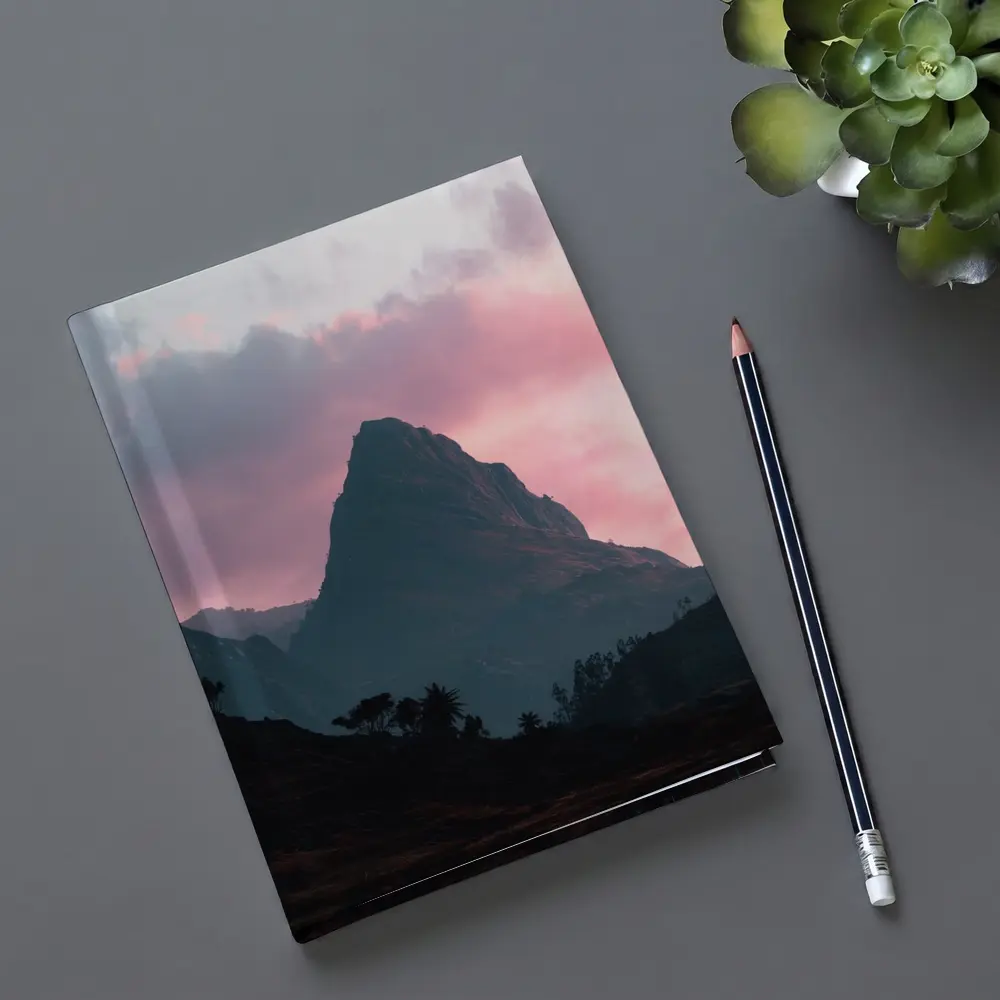 Sharp Mountain Peak Pink Sunset Sky – Notebooks