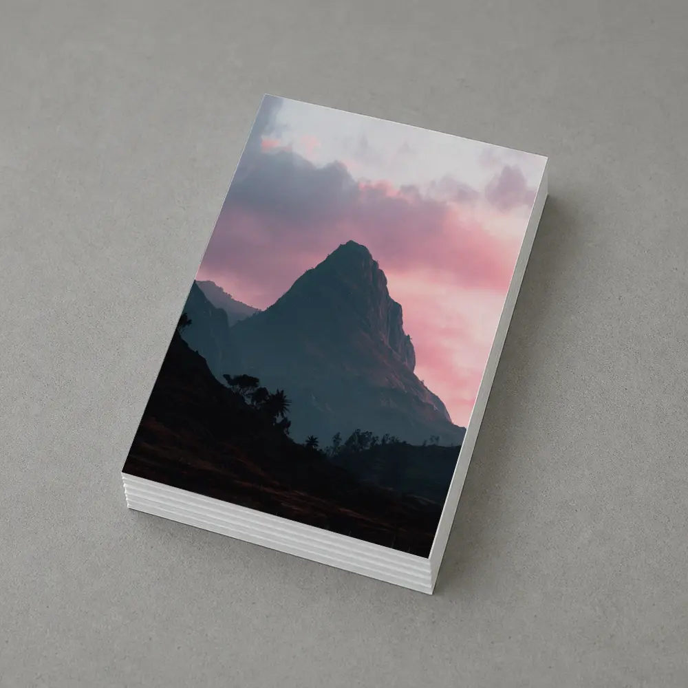 Sharp Mountain Peak Pink Sunset Sky – Postcards