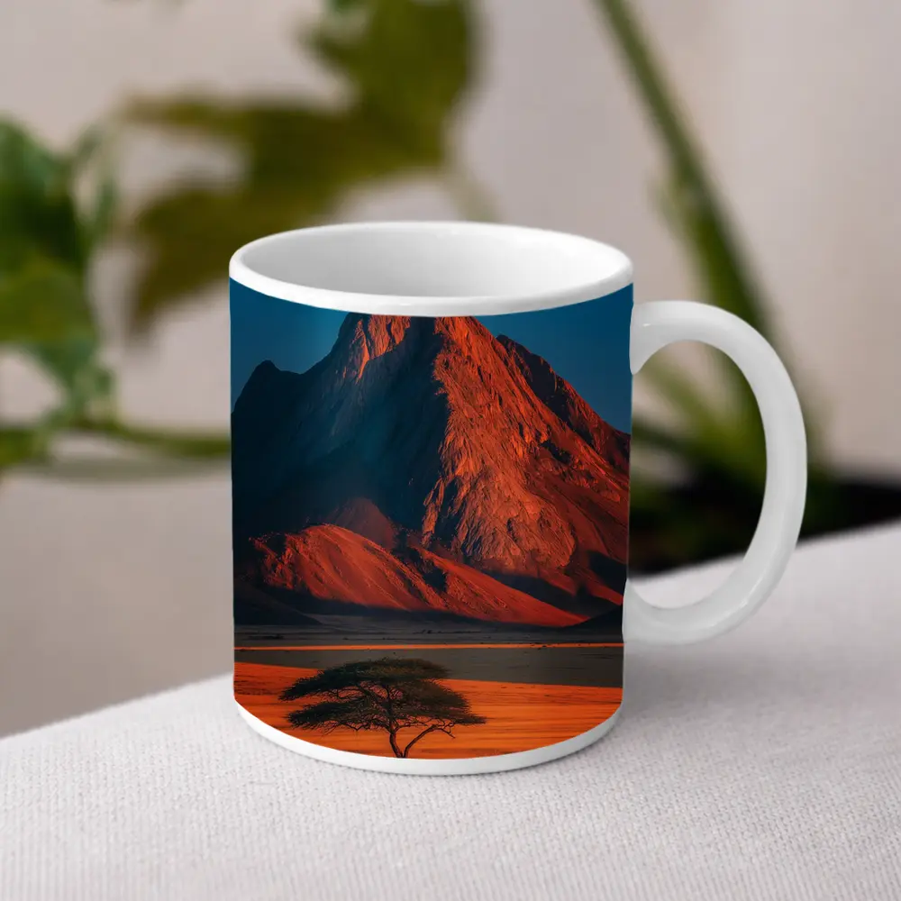 African Savanna Mountain Lone Acacia Sunset – Mugs