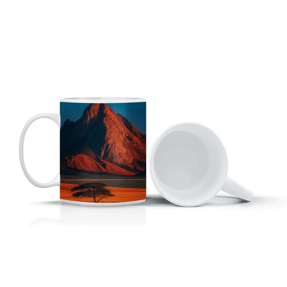 African Savanna Mountain Lone Acacia Sunset – Mugs