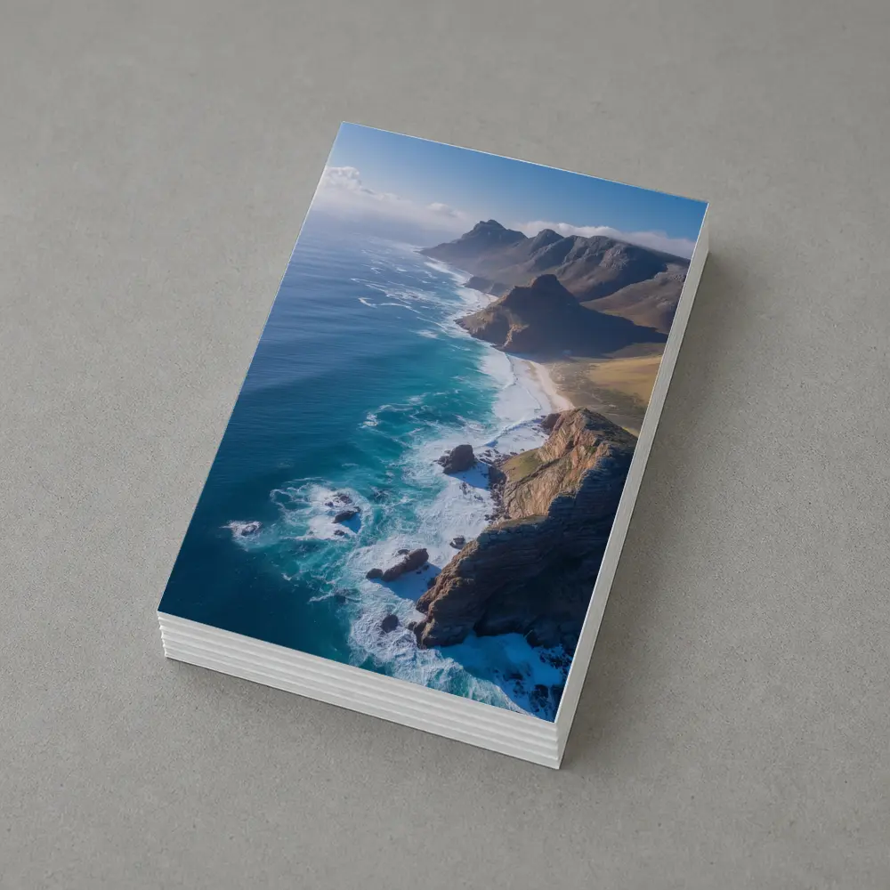 Aerial Coastal Cliffs Meeting Turquoise Ocean Waves – Postcards