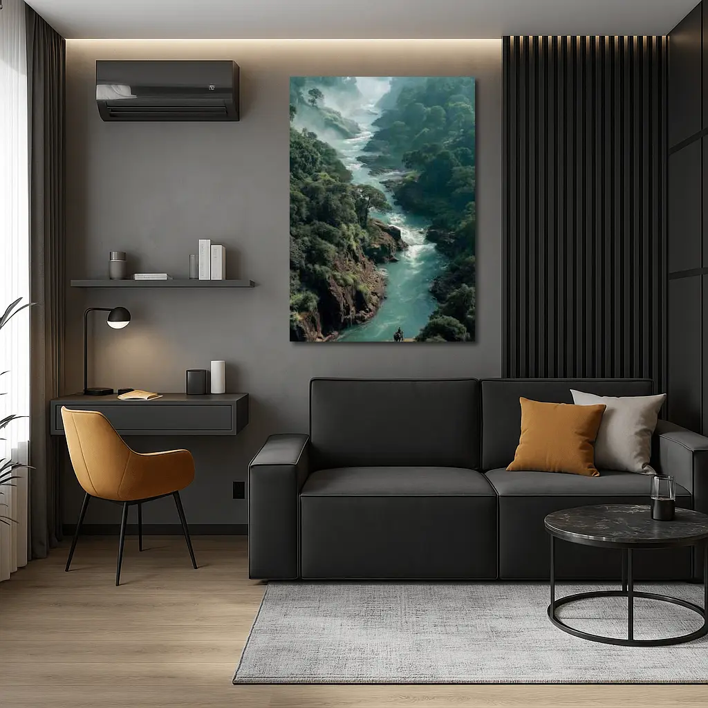 Misty River Gorge Jungle Forest Landscape – Wall Art