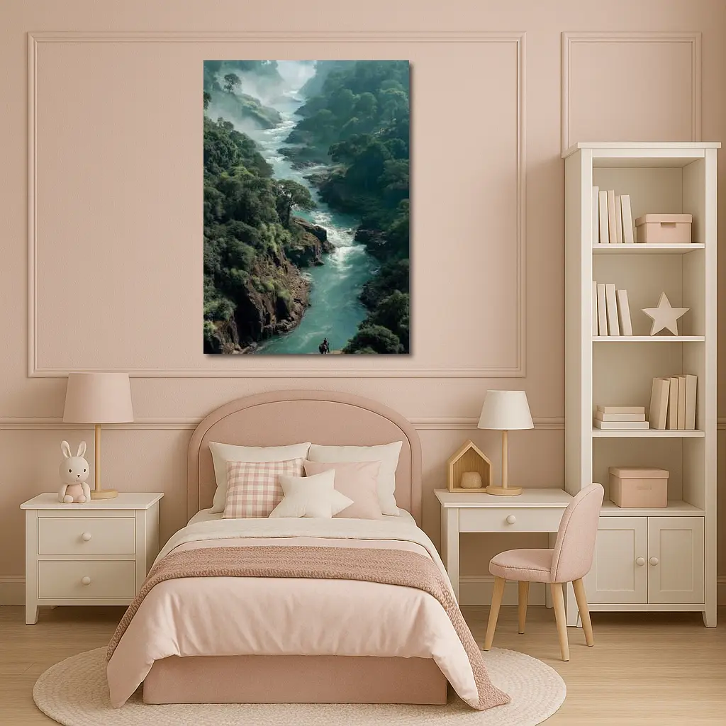 Misty River Gorge Jungle Forest Landscape – Wall Art