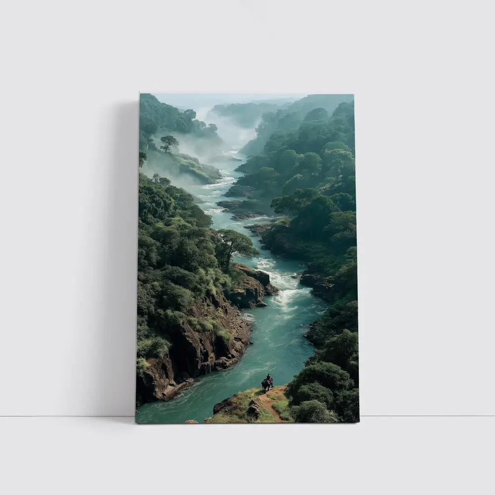 Misty River Gorge Jungle Forest Landscape – Wall Art