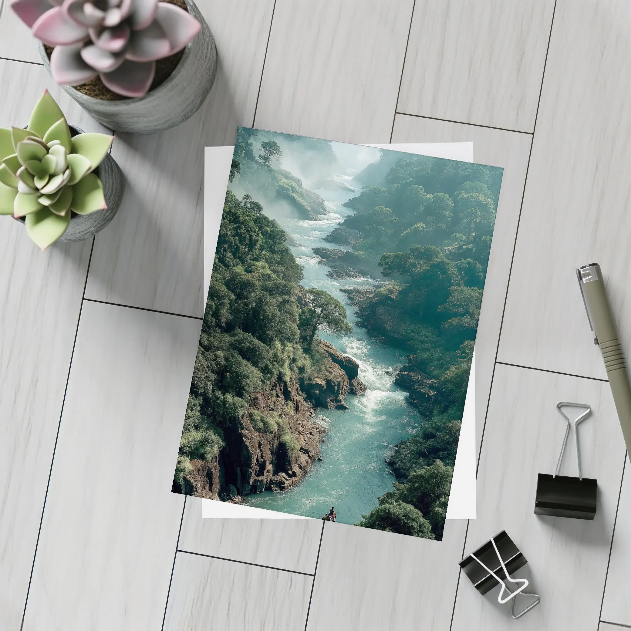 Misty River Gorge Jungle Forest Landscape – Postcards
