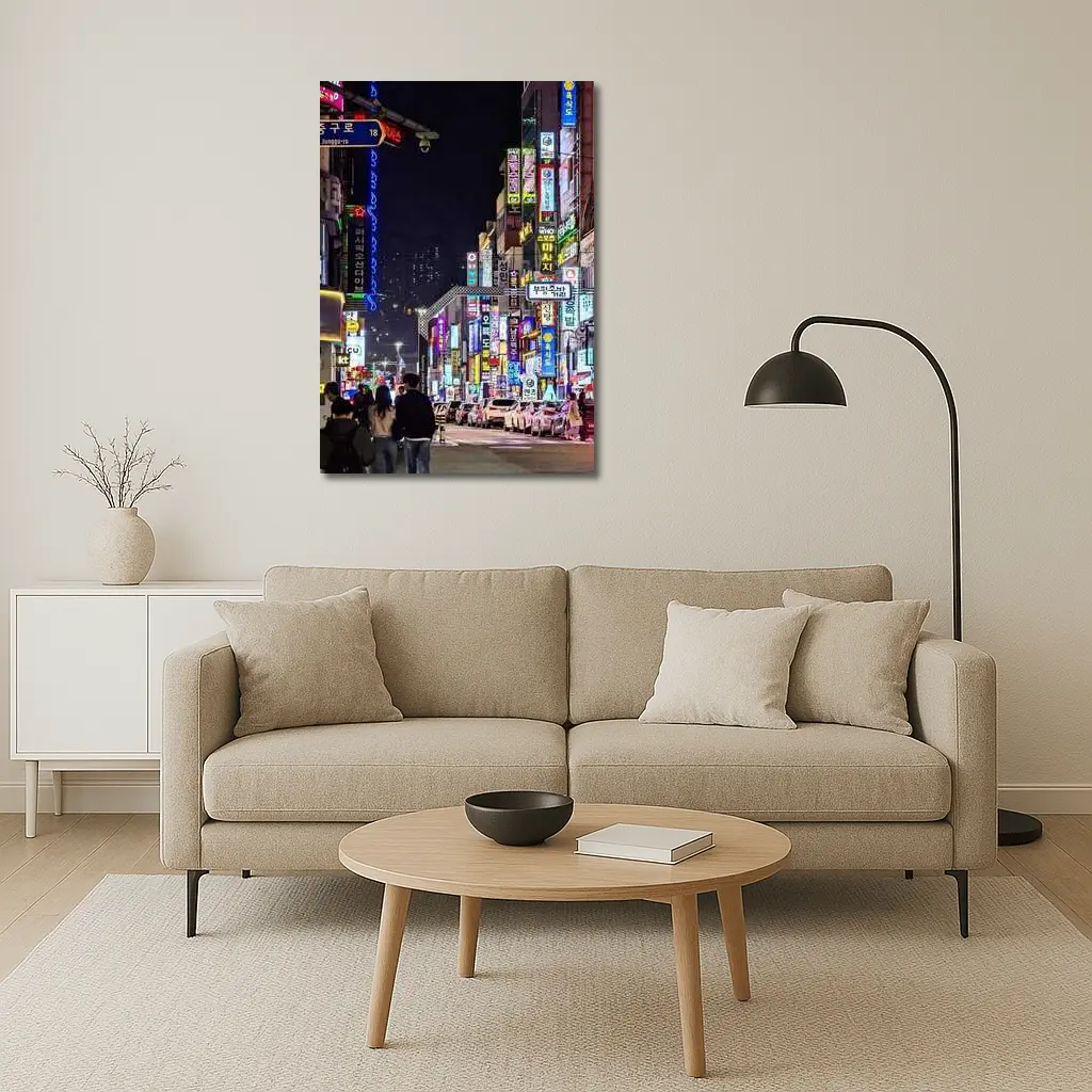 Seoul Korea Neon Street Night Scene – Wall Art
