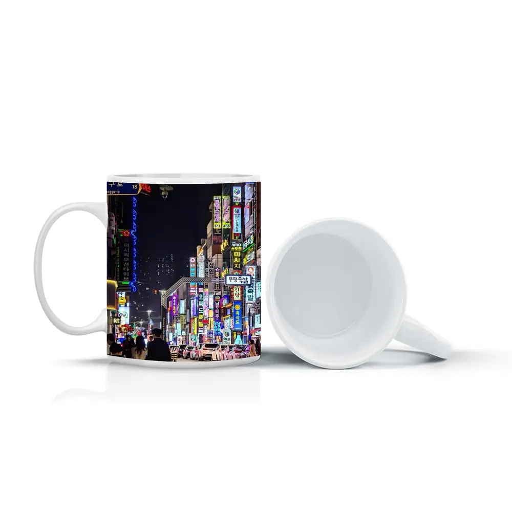 Seoul Korea Neon Street Night Scene – Mugs