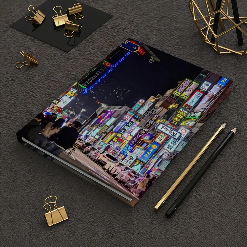 Seoul Korea Neon Street Night Scene – Notebooks