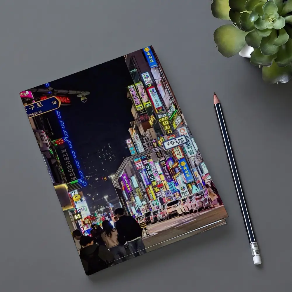 Seoul Korea Neon Street Night Scene – Notebooks