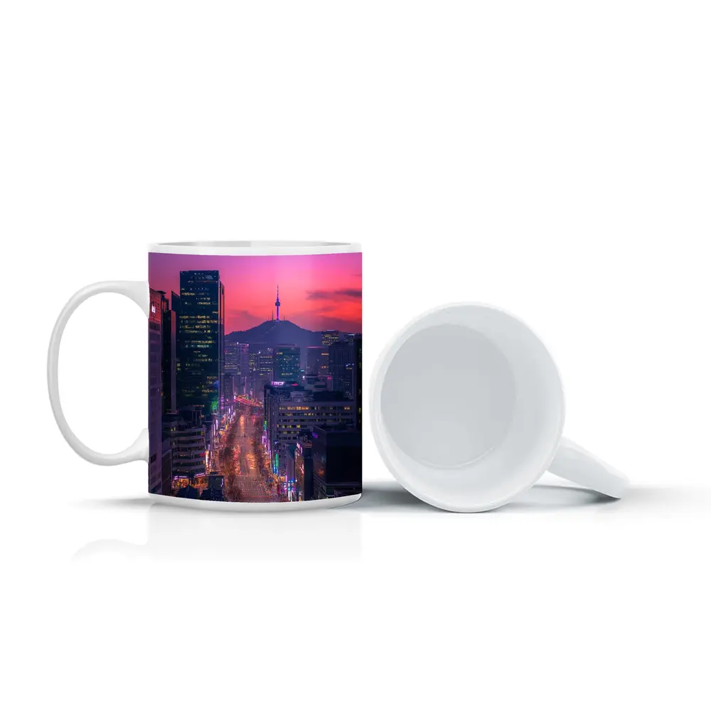 Seoul City Skyline At Purple Sunset – Mugs
