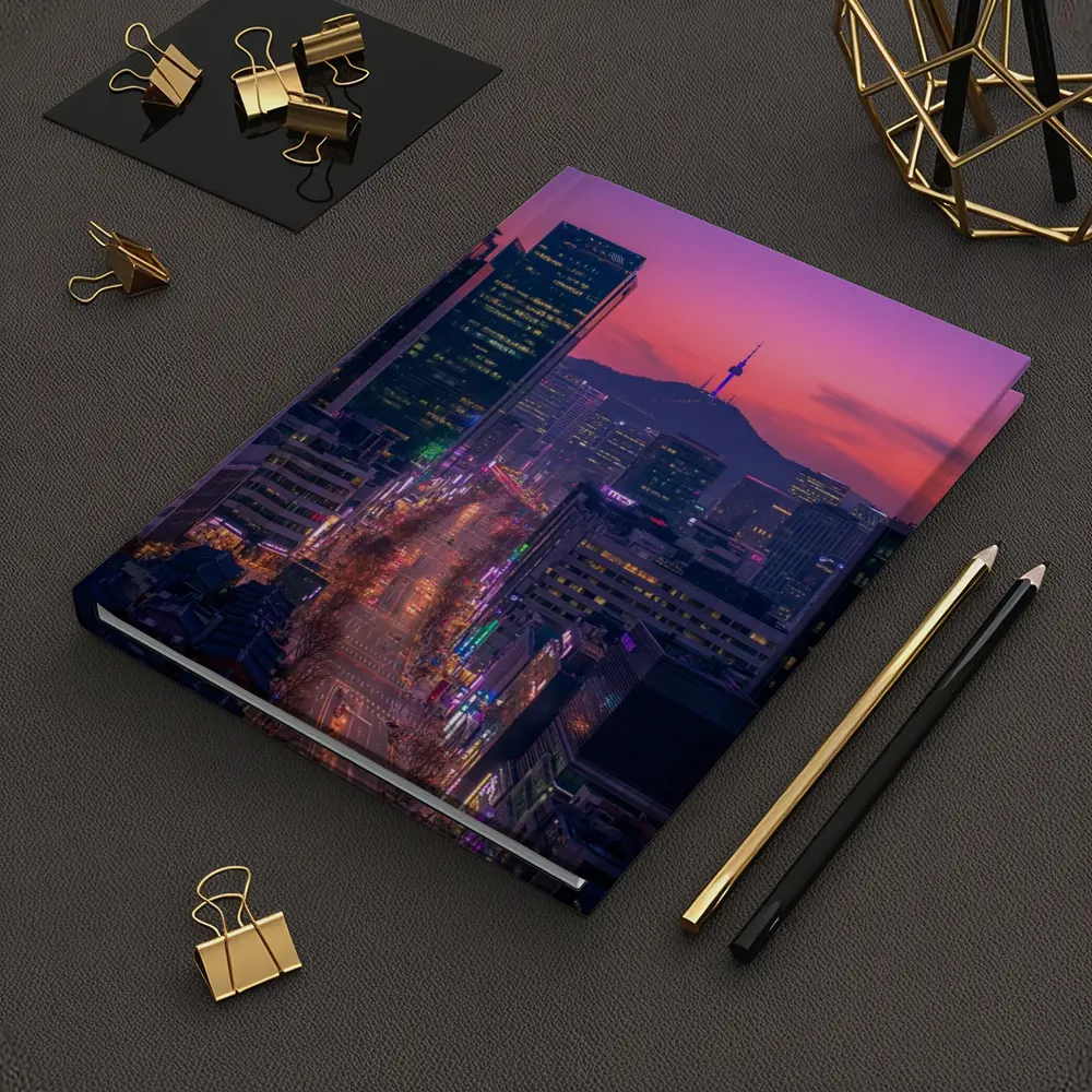 Seoul City Skyline At Purple Sunset – Notebooks