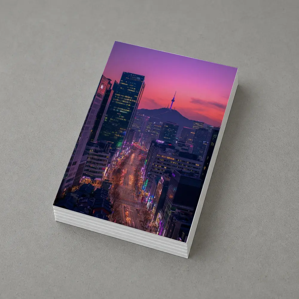 Seoul City Skyline At Purple Sunset – Postcards