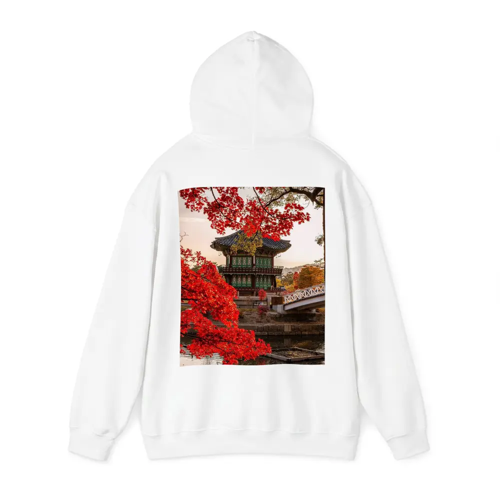 Korean Palace Pavilion Red Autumn Leaves – Hoodies