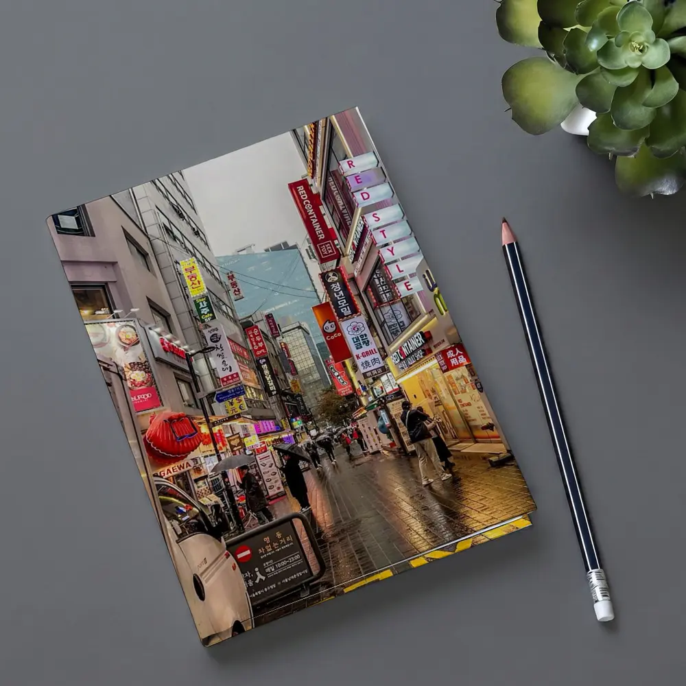 Seoul South Korea Rainy Street Night Scene – Notebooks