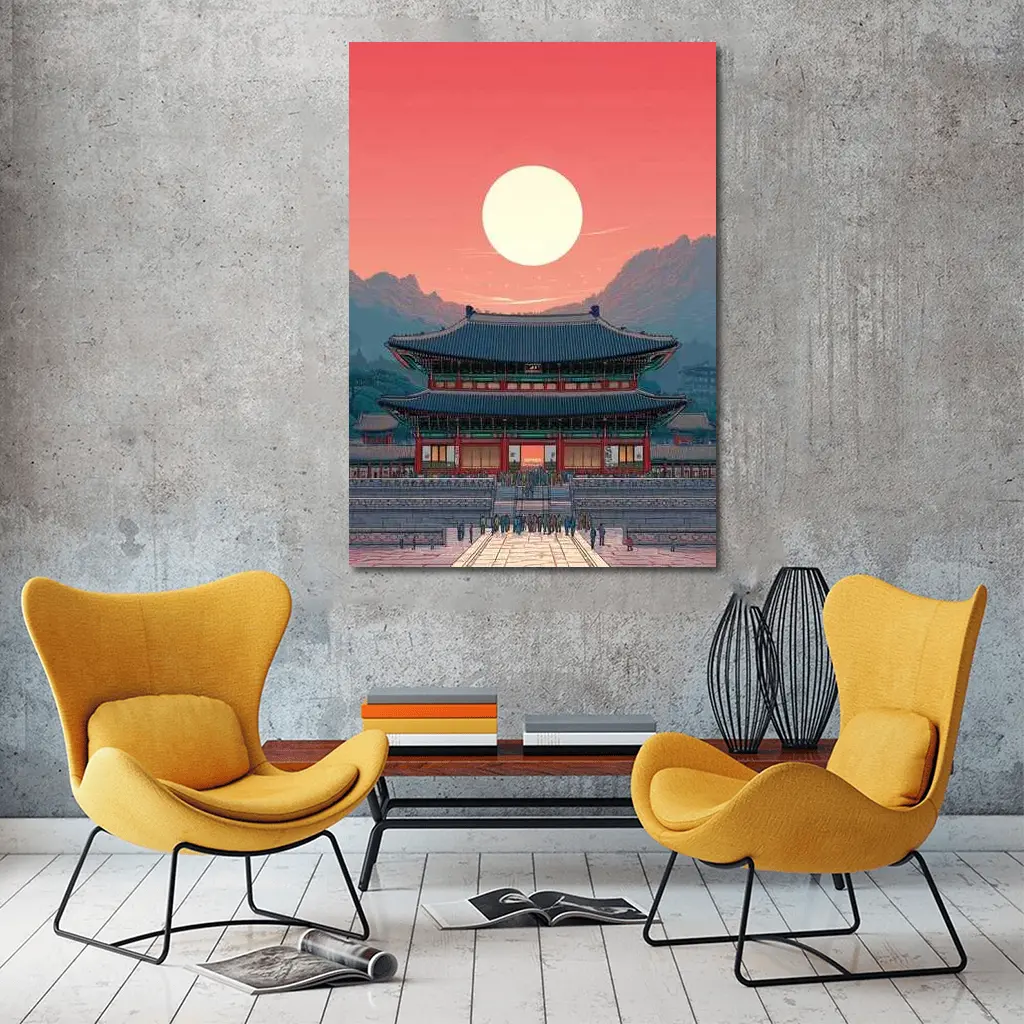 Gyeongbokgung Palace Seoul Red Sky Art – Wall Art