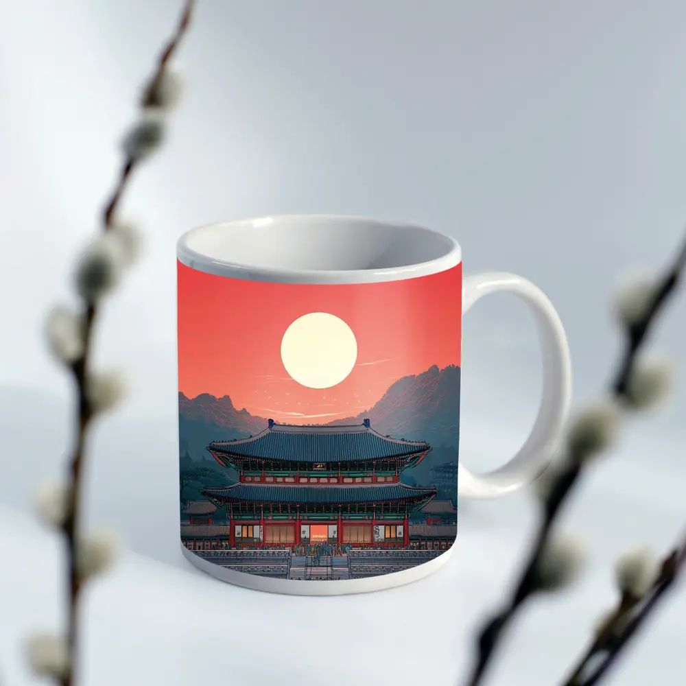 Gyeongbokgung Palace Seoul Red Sky Art – Mugs