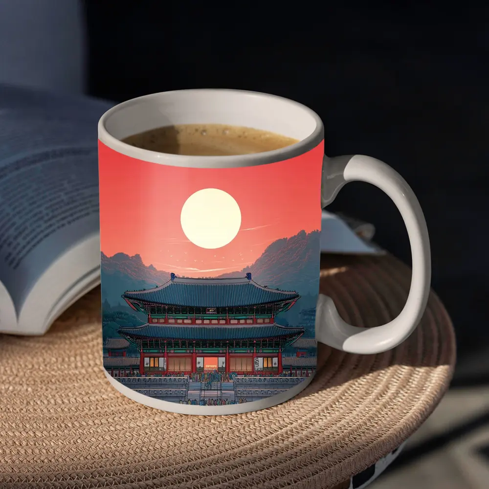 Gyeongbokgung Palace Seoul Red Sky Art – Mugs